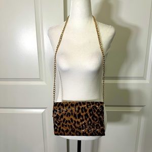 Steve Madden Leopard Print Faux Leather Clutch/Side Purse